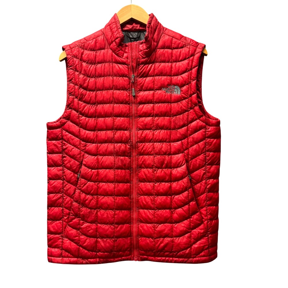 The North Face Vest Mens Small Thermoball Red Puffer Jacket Packable Outdoor